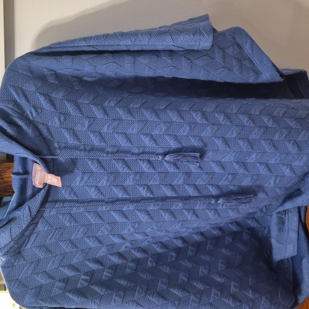 Chico's Blue Quilted Hoodie